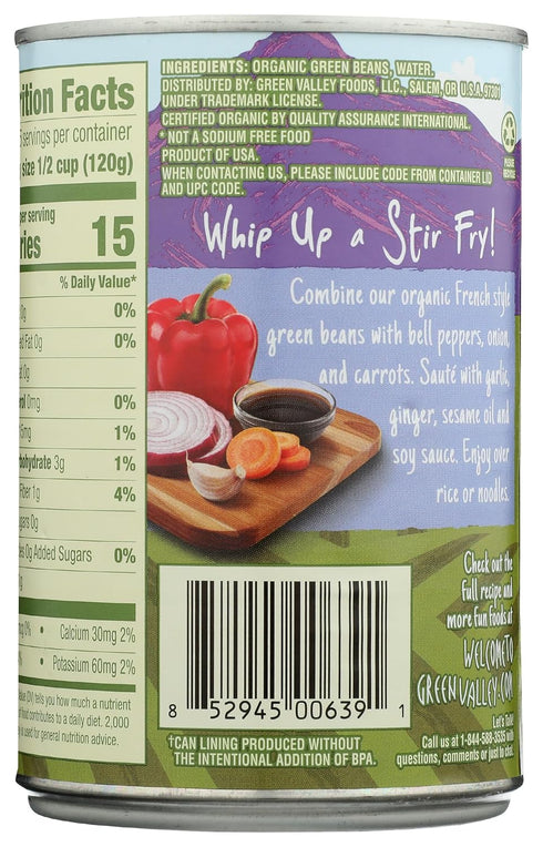 14.25 OZ GREEN VALLEY Organic French Style Green Beans