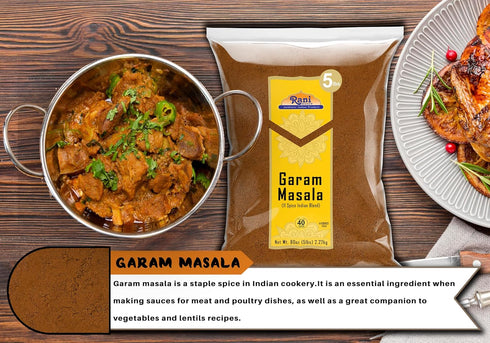 11-Spice 80oz (5lbs) 2.27kg Rani Garam Masala Indian Blend Bulk ~ All Natural, Salt-Free | Vegan | No Colors | Gluten