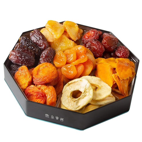 7 Oh! Nuts Dried Fruit Gift Basket Variety Tin Box - Gourmet Arrangement Platter - Healthy Food Snack Box for Birthday