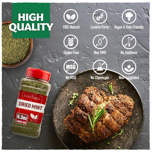 6.3oz, Seasoning,%100 Eastanbul Dried Mint, Dried Mint for Cooking, Peppermint Leaves, Perfect for Tea Loose Leaf