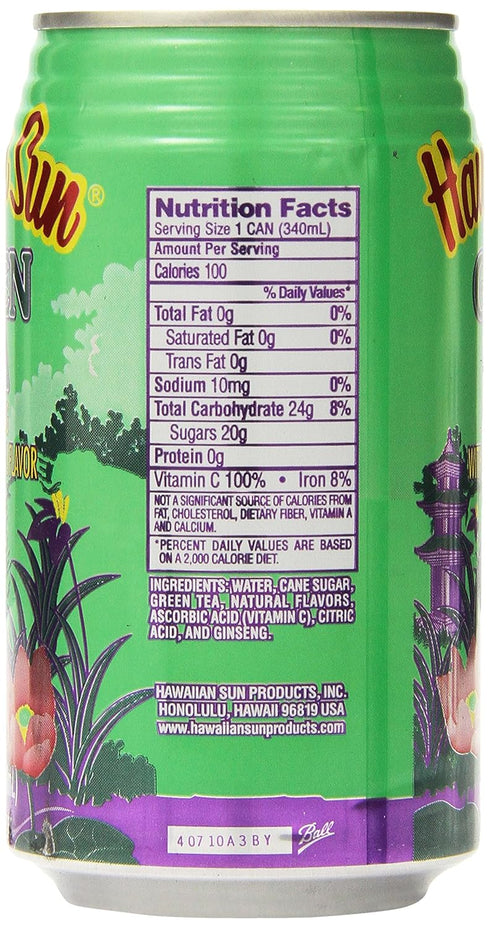 Hawaiian Sun 11.5-Ounce (Pack 24) Green Tea with Ginseng