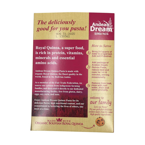 Andean Dream 8 , Fusilli Quinoa Organic, Ounce