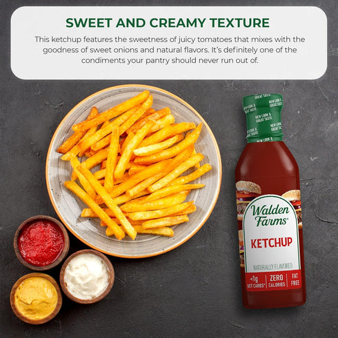 2-Pack, 12 oz Walden Farms Ketchup Zero Calorie, Sugar Free, Keto & No Carb Classic Tomato Condiment for Burgers, Fries
