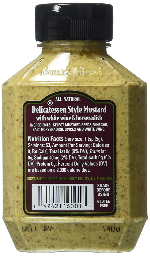 Boar's Head 9.5 Oz Deli Style Mustard with White Wine