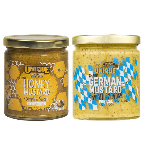 Unique Snacks 2-Pack Variety Mustard Dips and Spreads, 1 German Mustard and