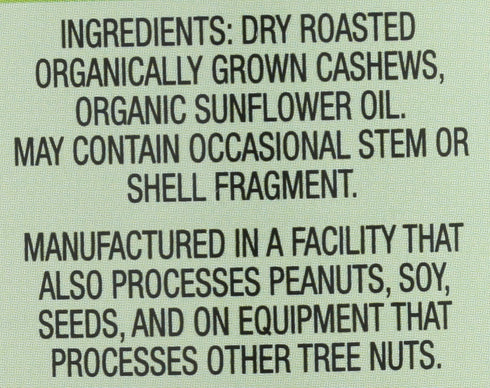 12oz- Once Again Organic Creamy Cashew Butter, Unsweetened - USDA Organic, Gluten free Certified, Vegan, Kosher, Peanut