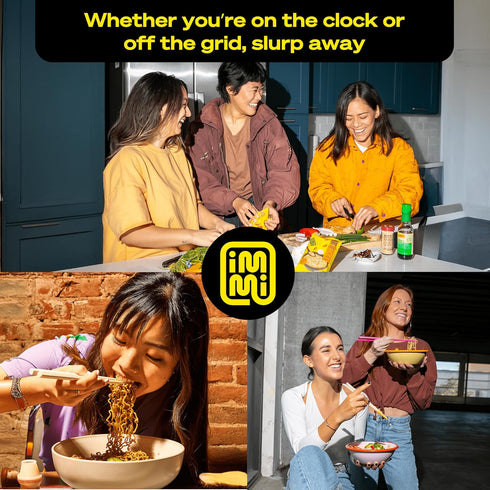 immi Pack 6-Pack Variety Ramen Spicy Beef, Black Garlic Chicken & Tom Yum Shrimp Vegan, High Protein Ramen Noodles Low