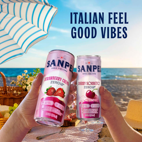 0g 24-Pack Sanpellegrino Soda Italiana Strawberry Crema Italian Sparkling Drink, Added Sugar, Real Fruit Juice, Italian