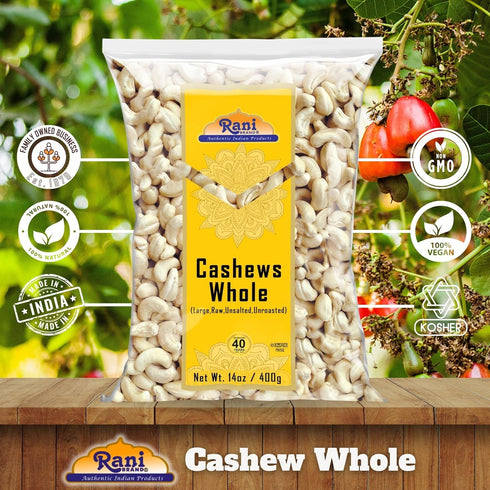 14oz (400g) Rani Raw Cashews Whole (uncooked, unsalted) ~ All Natural, No Preservatives | Vegan | NON-GMO | Kosher |