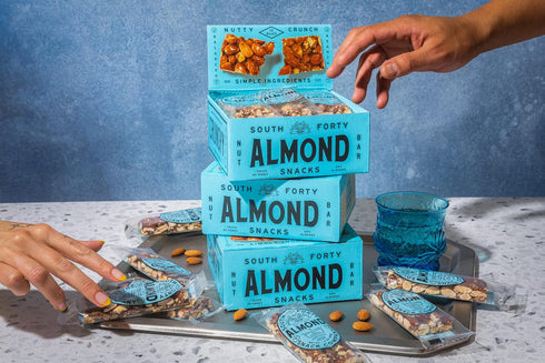 40 4 (40g Pack 12) South Snacks Crunchy Almond Bar, Just Ingredients, Touch of Honey Bar