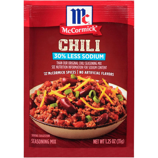 McCormick 30% Less Sodium Chili Seasoning Mix, 1.25 Ounce (Pack of 12)