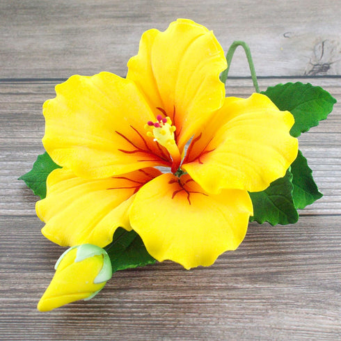 1 Count Global Sugar Art Hibiscus Sugar Cake Flowers Spray, Yellow Hawaiian Cake Flower Large. by Chef Alan Tetreault