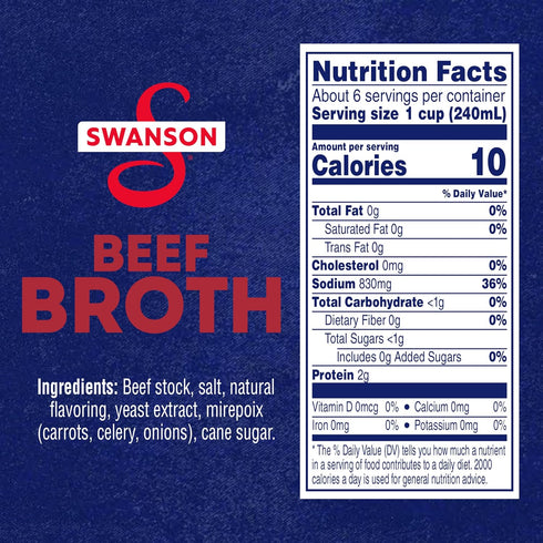 100% 48 oz (8 Pack) SWANSON S Natural Beef Broth, Carton