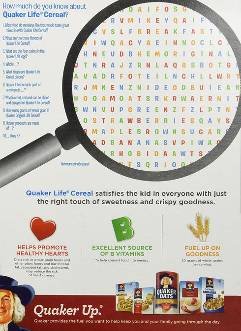 18oz (Pack 4) Quaker, Life Cereal, Original Multigrain, Box