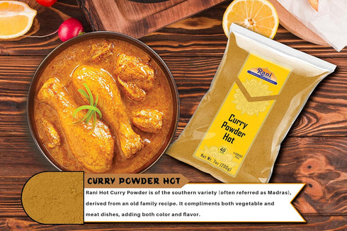 Rani Curry Powder Hot, 11-Spice Authentic Indian Blend, 7oz (200g) - All Natural, Vegan