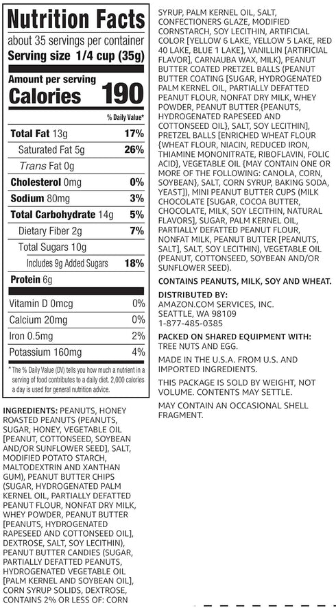 2.75 (Pack 1) Amazon Brand - Happy Belly Peanut Butter Plenty, Trail Mix, pound