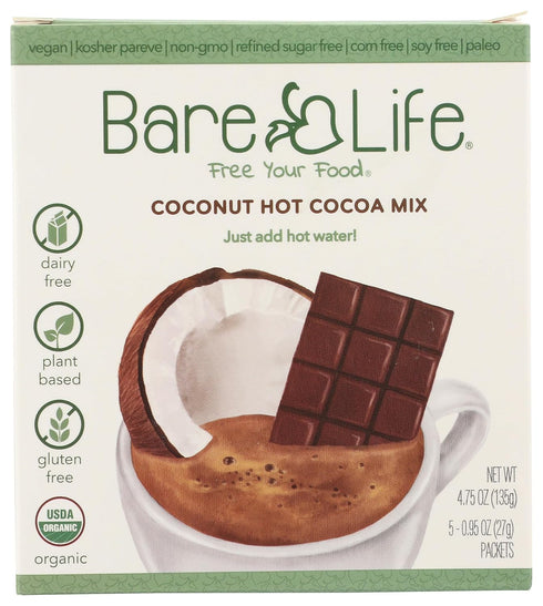 Bare Life: Dairy Free Coconut Hot Cocoa Mix | Single Serving 0.95