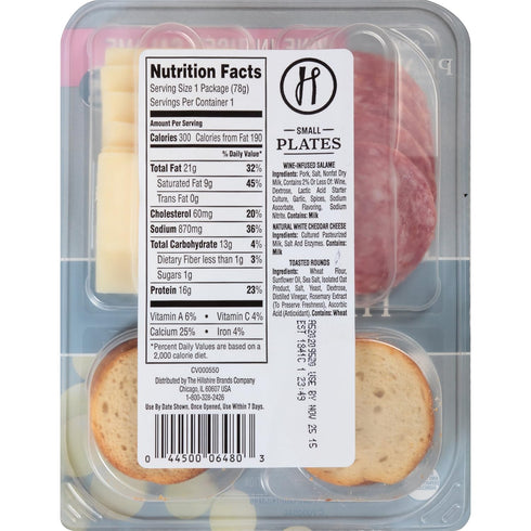 Hillshire Snacking 2.76 oz. Small Plates, Wine-Infused Salame with White Cheddar Cheese