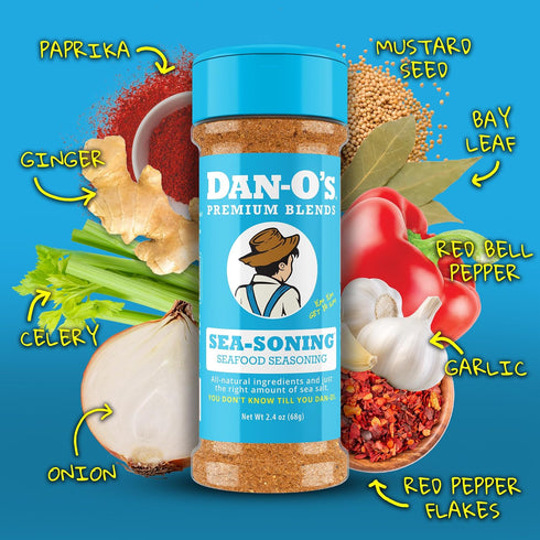 2.4 oz 2 Pack, Dan-O's SEA-soning Seasoning, Bottle, All-Purpose Seasoning for Fish, Shrimp, Seafood, Chicken & More