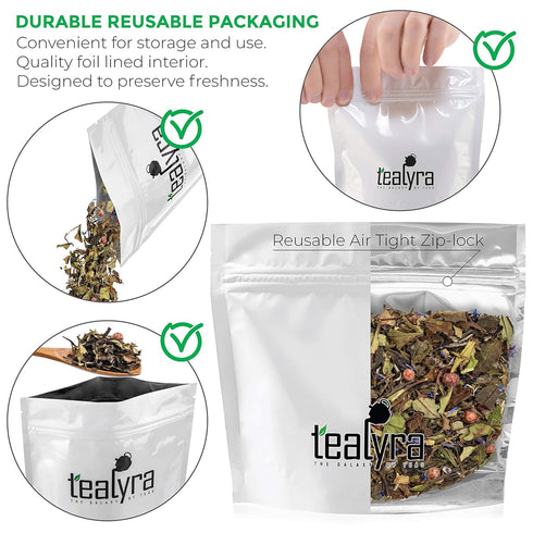 Tealyra White Champagne Loose Leaf Tea, 100g (3.5oz) - High Antioxidants, Natural, Low Caffeine, Hot & Iced