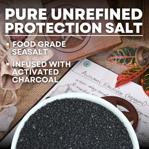 14 Oz Black Salt for Protection Rituals & Wiccan Spells, Handcrafted Negative Energy Protection Crystals