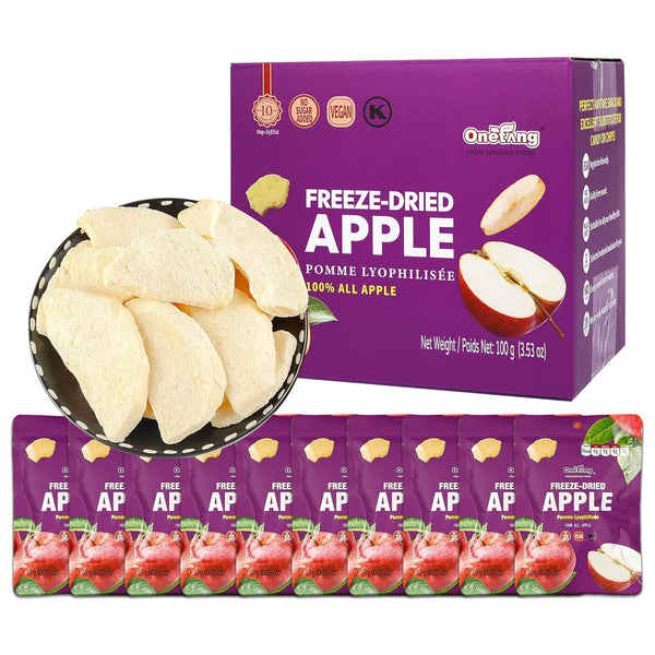 ONETANG Freeze-Dried Fruit Apple Chips, 10 Pack Single-Serve Pack, Non GMO, Kosher,