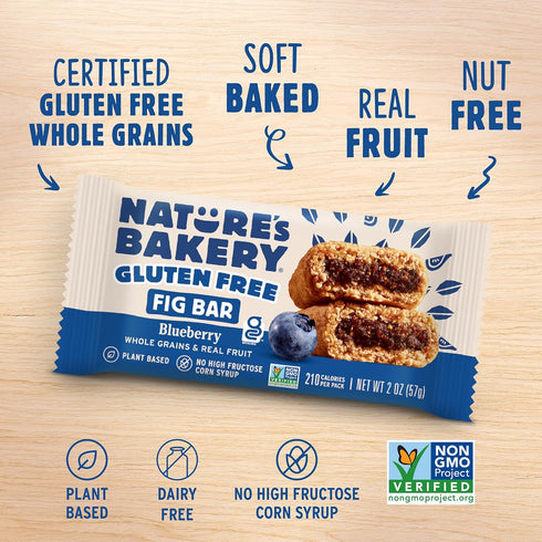 6 6 packs (36 packs) Natures Bakery Gluten Free Fig Bars, Blueberry, Real Fruit, Vegan, Non-GMO, Snack bar, boxes