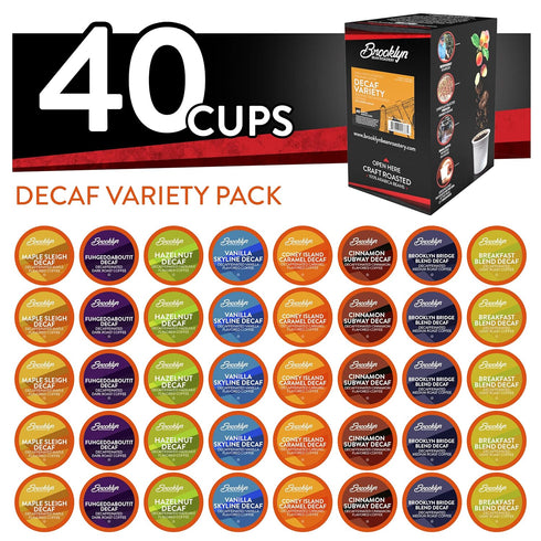 Brooklyn Beans Coffee Pods, Assorted Decaf Variety Pack - Compatible with Keurig