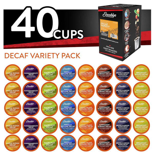 Brooklyn Beans Coffee Pods, Assorted Decaf Variety Pack - Compatible with Keurig