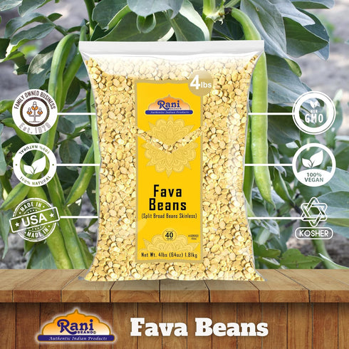 64oz (4lbs) 1.81kg Rani Fava Beans (Split Broad Beans Skinless) Bulk ~ All Natural | Gluten Friendly | Non-GMO | Kosher