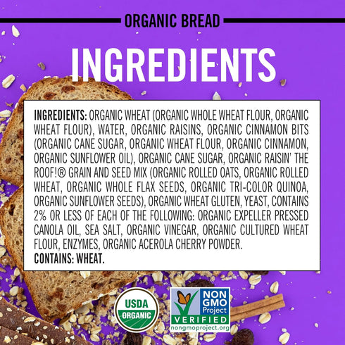 18 oz Dave's Killer Bread Raisin' the Roof!, Cinnamon Raisin Organic Breakfast Bread, Loaf
