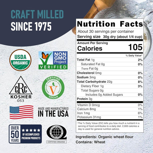 00 2 Lb Great River Milling Organic Pizza Flour | Ultra-Fine Neapolitan Style Flour for Pizza Dough, Bread & Pasta |