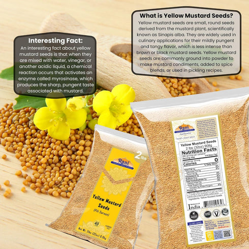 32oz (2lbs) 908g Rani Yellow Mustard Seeds Whole Spice ~ Ideal for Pickling, Dressing and Making Ground Mustard