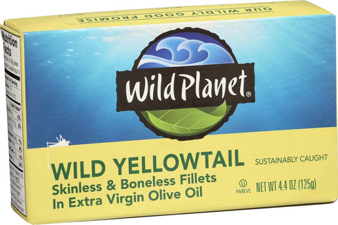 Wild Planet Wild Yellowtail Fillets in Organic Extra Virgin Olive Oil, Skinless & Boneless, 4.4 Ounce