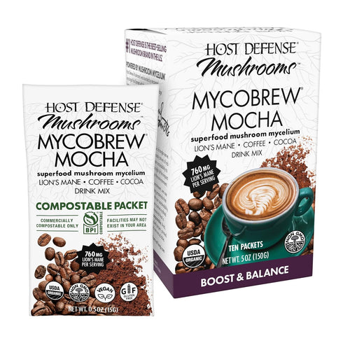 Host Defense MycoBrew Mocha - Mocha Drink Mix - Includes Lion's Mane