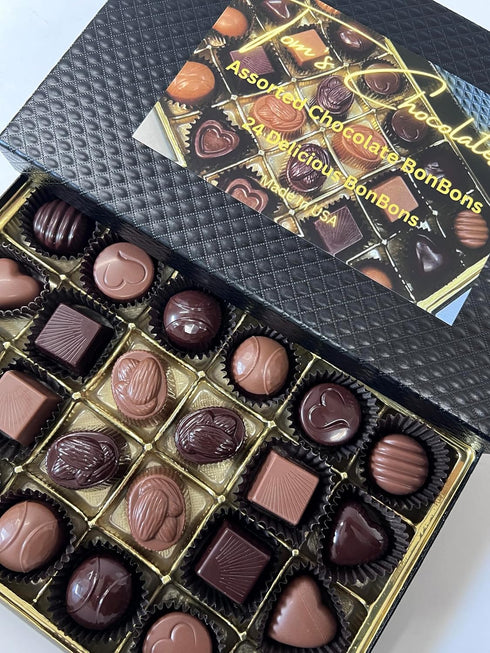 Tom's Chocolates Belgian Chocolate Gift Box - Assorted Chocolate Bon Bons, Easter Candy, All-Natural