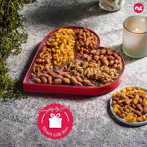 (6 Package, NUT CRAVINGS - Mothers Day Treats, Mixed Nuts Heart Shaped Gift Basket, Love in A Box Assortments) Romantic