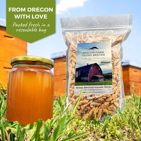 (26oz) Oregon Farm Fresh Snacks Honey Roasted Sesame Sticks - Sweet & Salty Sesame Snacks In Reusable Bag - Perfect