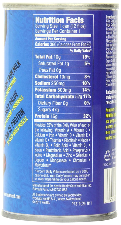 Nestle 12 (Pack 12) Nutrament Energy and Fitness Drink, Vanilla, Ounce Cans
