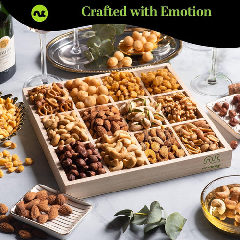 (12 Package NUT CRAVINGS Gourmet Collection - Thank You Appreciation, Nuts Gift Basket with TY Ribbon + Greeting Card