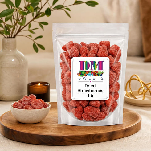 DM Sweets 1 lb Dried Strawberries Bulk Bag of Sweet Chewy Fruit Snacks for Baking, Trail Mix, Cereal, Smoothies