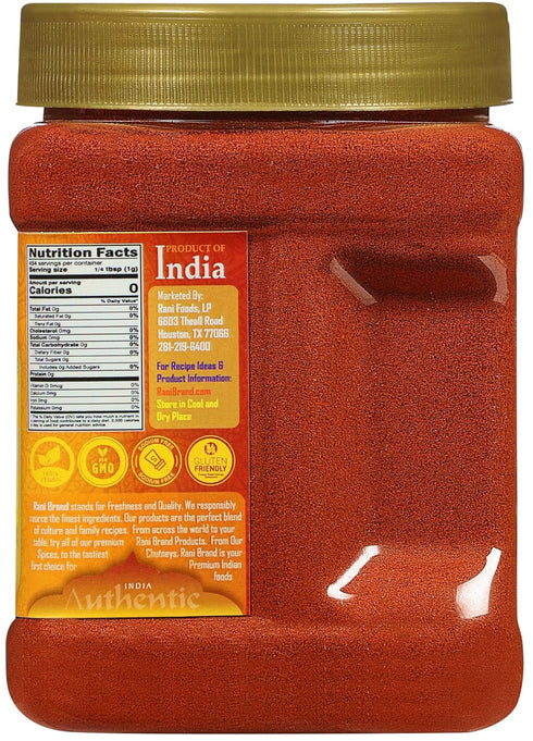 Rani Paprika (Deggi Mirch, Low Heat) Spice Powder, Ground 16oz (1lb) 454g PET Jar, All Natural, Salt-Free, Vegan, No
