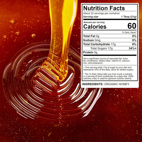 Wellsley Farms 100% 24 oz Organic Raw Honey, Pure, USDA Certified Bottle.
