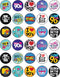 30 x Edible Cupcake Toppers, 90s Party Collection of Edible Cake Decorations, Uncut on Wafer Sheet