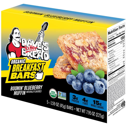 5 Count Dave's Killer Bread Boomin' Blueberry Muffin Naturally Flavored Organic Breakfast Bars