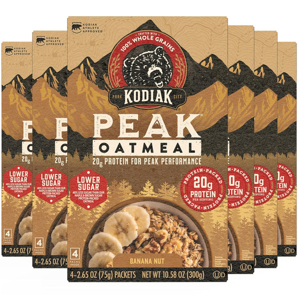 Kodiak Cakes Peak Instant Oatmeal Packets, Banana Nut, High Protein,100% Whole Grains,