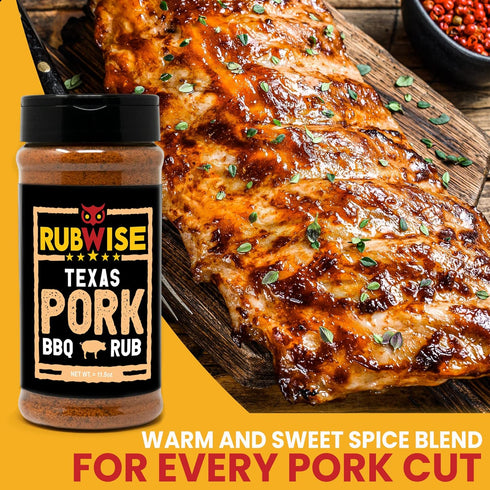 11.5oz RubWise Pork Rub, Texas Style BBQ Seasoning for Smoking & Grilling Meat, Dry Spice Blend for Prime Rib