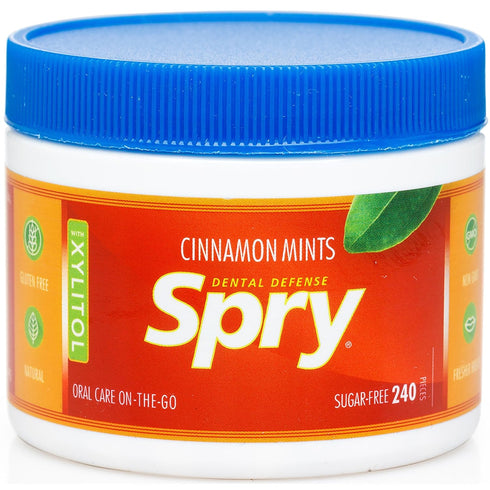 Spry Xylitol Cinnamon Mints Sugar Free Candy, 240 Count - Promote Oral Health, Non-GMO, Gluten-Free
