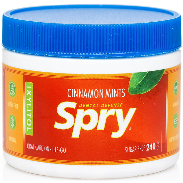 Spry Xylitol Cinnamon Mints Sugar Free Candy, 240 Count - Promote Oral Health, Non-GMO, Gluten-Free