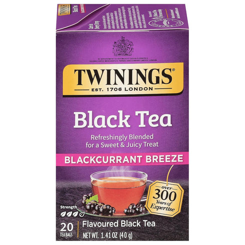 20 Count (Pack 2), 40 Twinings Blackcurrant Breeze Black Tea Individually Wrapped Bags, of Sweet, Tangy Taste